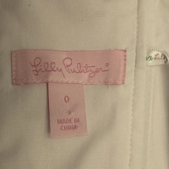 EUC Lilly Pulitzer Sz 0 Pink Betsey Dress Strapless White Lace Embroidery Pleat - Picture 14 of 16